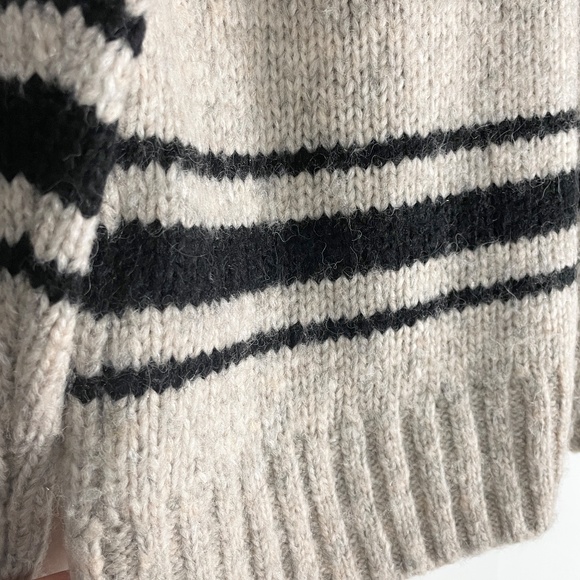 Ba&sh Bosco Striped Wool & Mohair Blend Sweater Pullover Grey Beige Black Small - Picture 6 of 13
